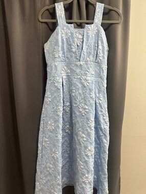 Light Blue Floral Textured Midi Dress